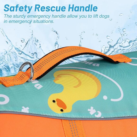 L Dog Life Jacket Reflective Vest with Chin Float Adjustable Safety Handle NEW - Picture 3 of 6